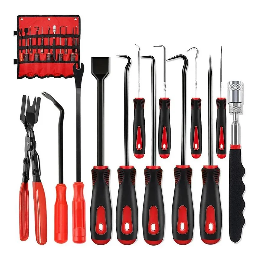 Alloy Steel Pick and Hook Set with Scraper Magnetic Telescoping Tool for Automotive O-Ring Seal Gasket Remove Car Repair Tools