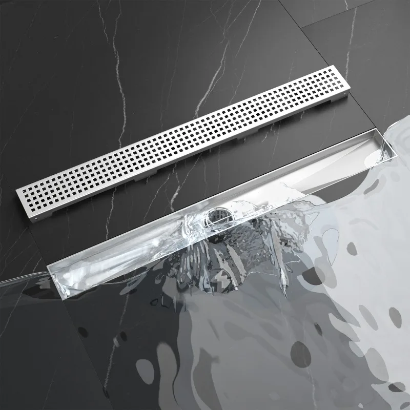 Direct shipping 32-inch linear shower drain stainless steel floor drain with square grille for quick drainage