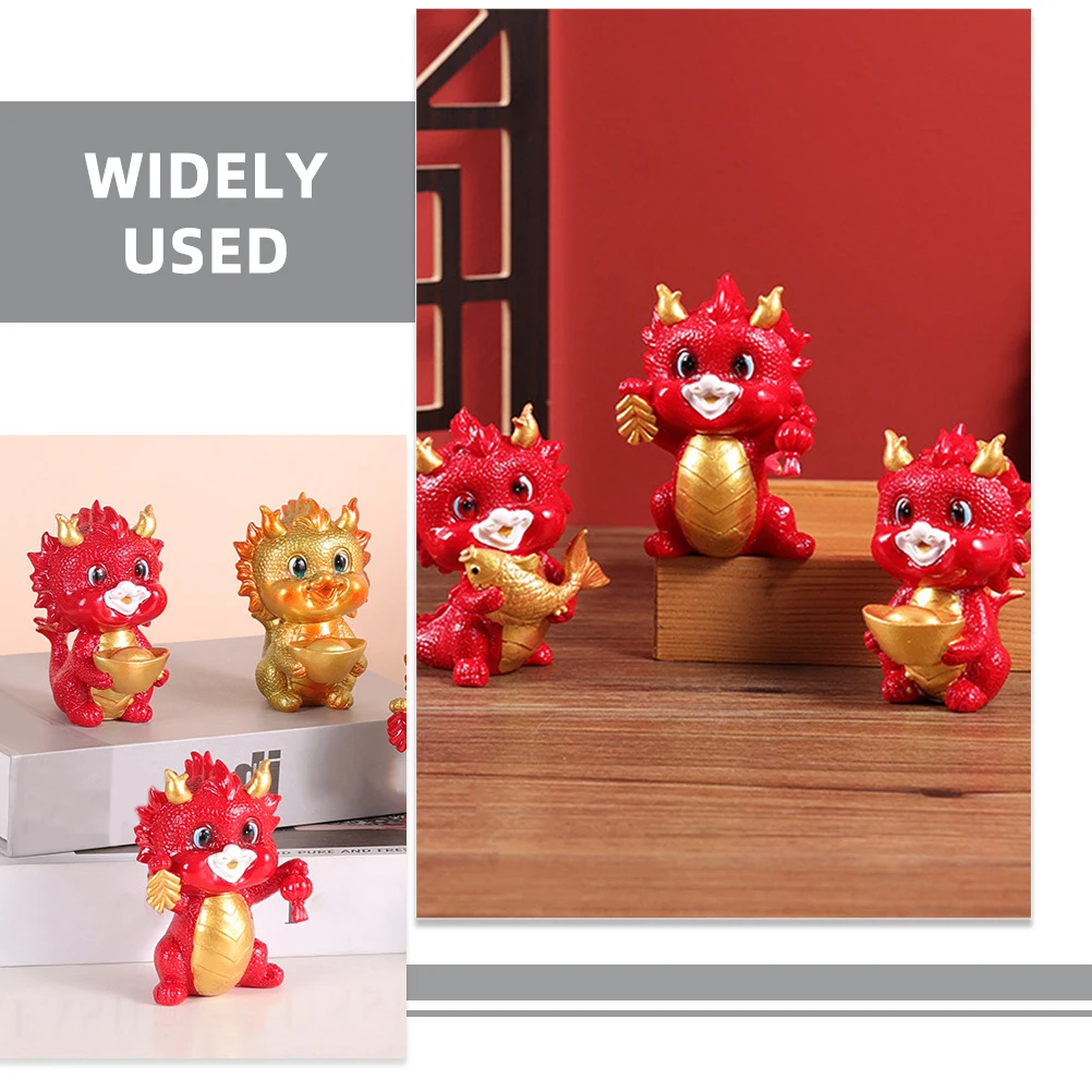 

2pcs Dragon Figurines Resin Craft Tiny Statues Desktop Adornments Home Tiny Dragon Decorations Gift Packaging