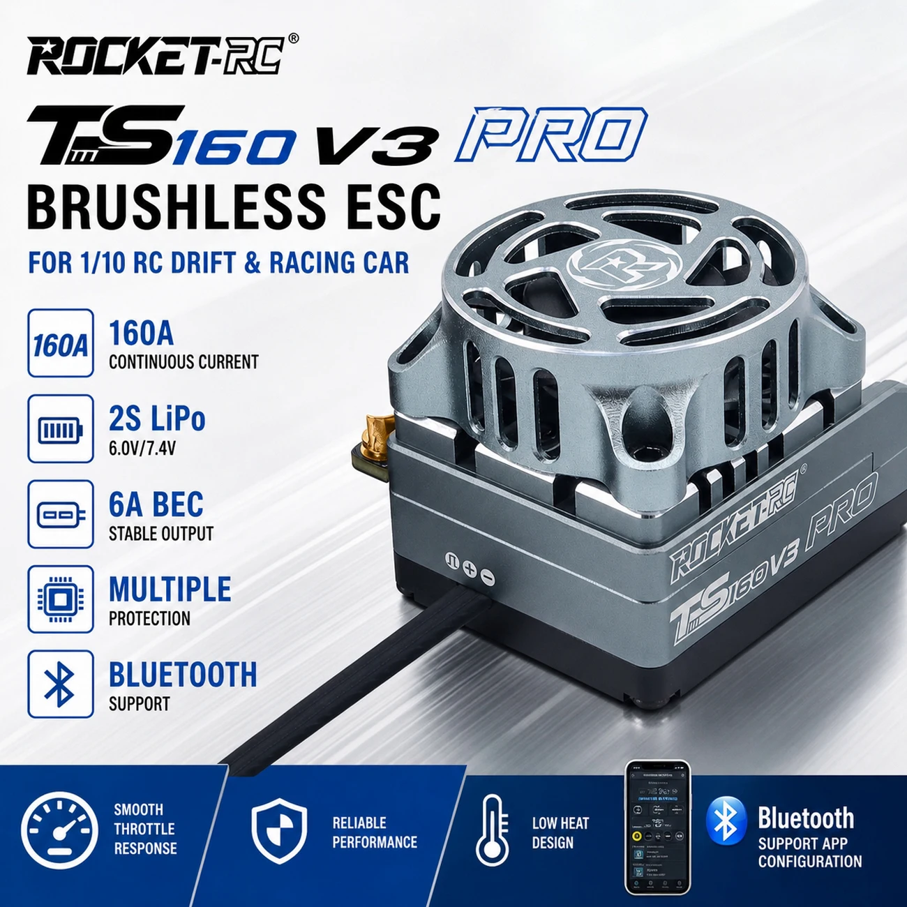 Rc Hobby Grade Car - ROCKET-RC TS160 V3PRO 160A Brushless ESC