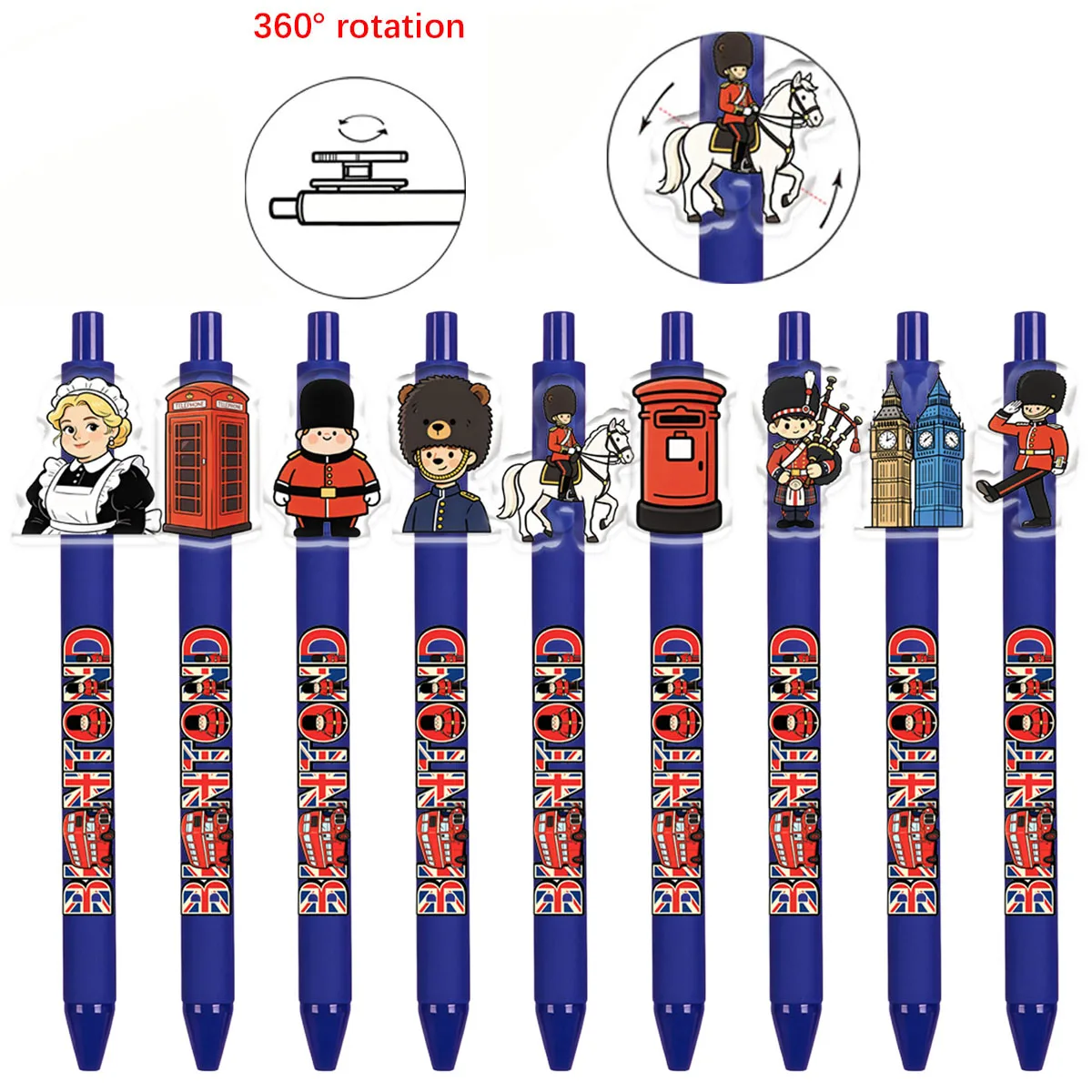 

9pcs/13pcs British style patterned ballpoint pen gift, rotating ballpoint pen