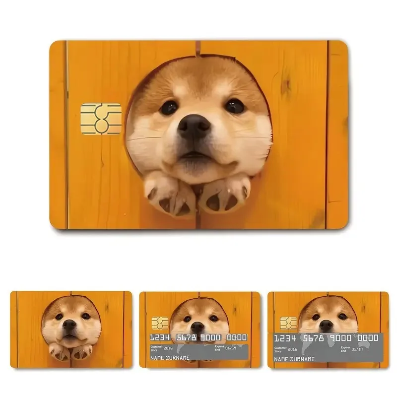 Cute Dog Pattern Credit Card Sticker Waterproof Anti-Scratch Anti-Fingerprint PVC Card Cover Protector for Credit Debit Transit