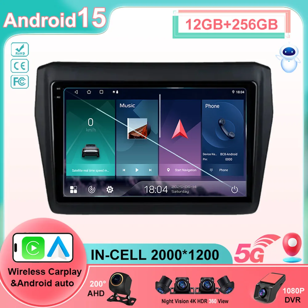 Android 15 Car Radio Multimedia Player For Suzuki Swift 2016 2017 2018 2019 2020 2021 Auto Navigation GPS Multimedia Player 2din