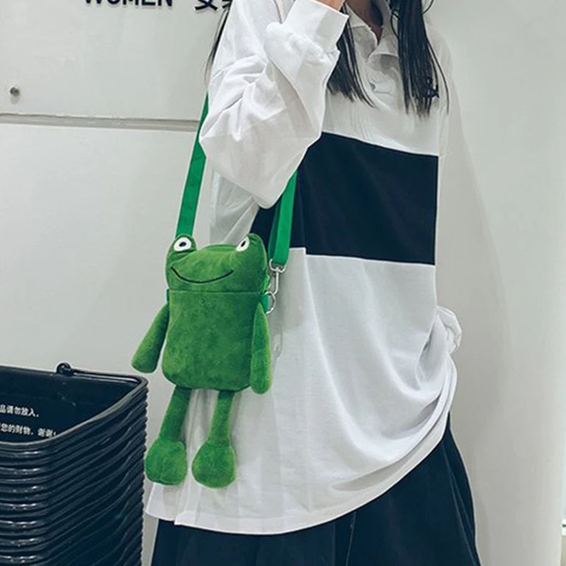 Cartoon Green for Frog Bag Plush Shoulder Bag Gift for Valentines