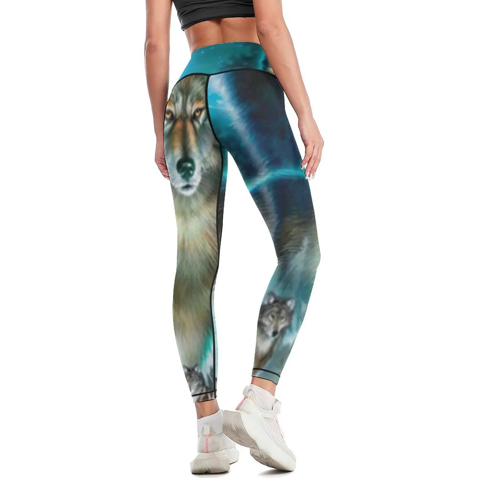 Wolf heult in Mondlicht Leggings Leggi nghose hebt Hintern Jogging hose eng anliegende Frau Damen Leggings