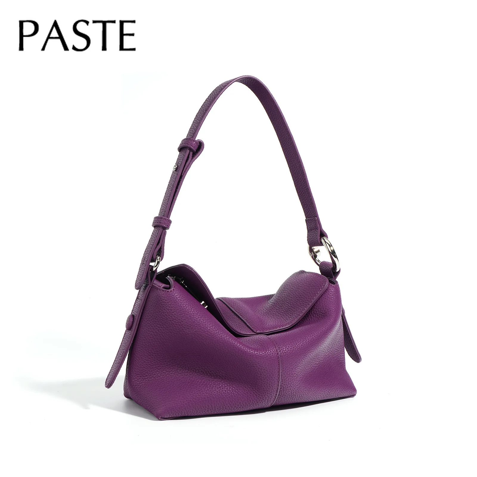 Classic Simple Designer Soft Top Handle Tote Lichi Pattern Cowhide Leather Women's Handbag Luxury Purple Shoulder Bag for Women