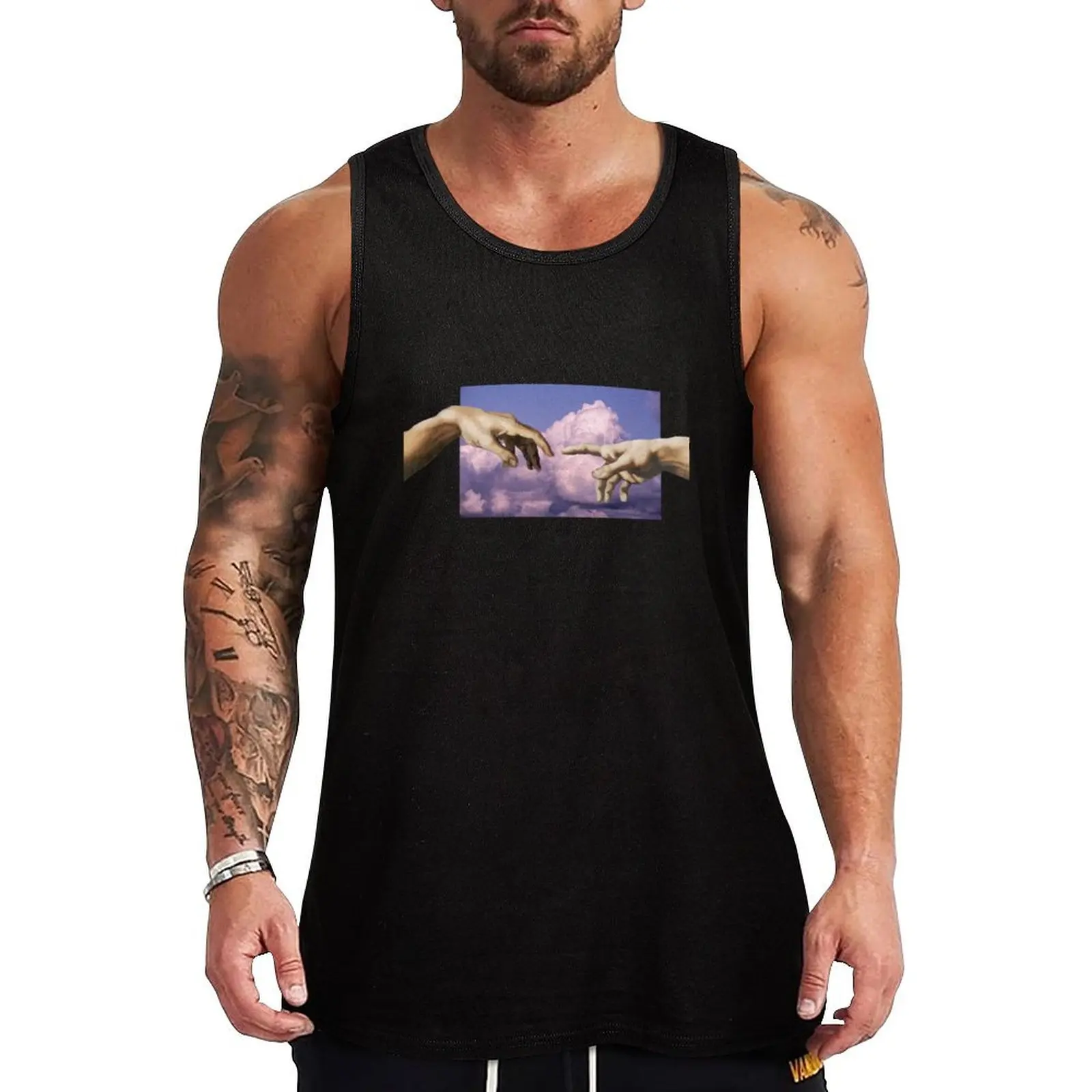 The Creation of Adam - Clouds Tank Top men gym Sportswear for men