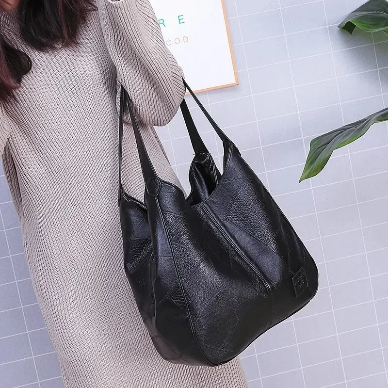 Retro Soft Leather Minimalist and Versatile Tote Bag Single Shoulder Portable Women's Bag Multi-layer Large Capacity Handbags