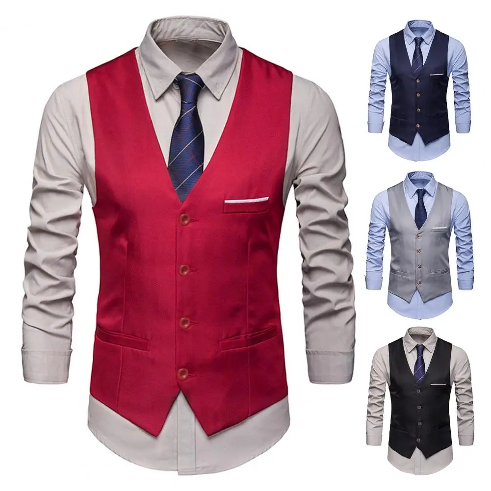 High Quality Dress Vests For Men Slim Fit Mens Suit Vest Male Waistcoat Gilet Homme Casual Sleeveless Formal Business Jacket