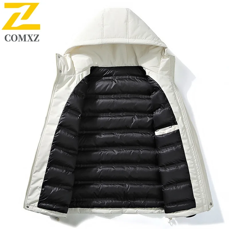COMXZ Outdoor-Jacke mit Kapuze, gepolstert, für Herren, hochwertiger, kältebeständiger Wandermantel, hochwertige, winddichte Winterjacken für Abenteuer
