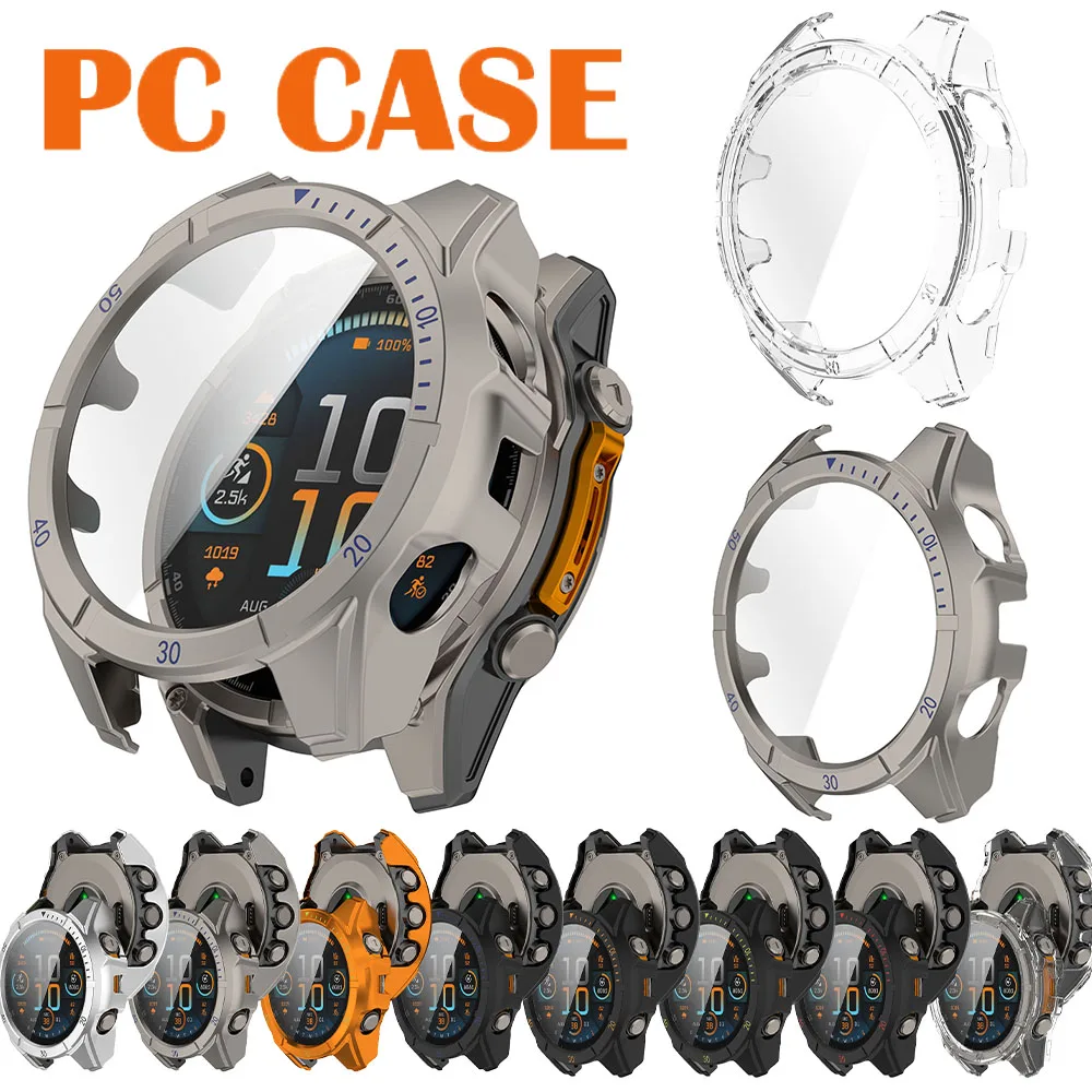 Case for Garmin fenix 8 43/47/51mm Screen Protector Hard PC Bumper Tempered Glass All-around Protective Cover for Fenix 8 Watch