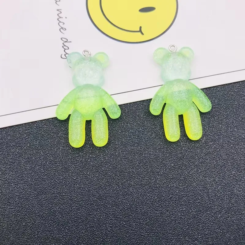 10pcs Resin New Glitter Sparkle Colorful Bear Charm Cute Pendant for Keychain, Earring, Scrapbooking, DIY Making, Necklace