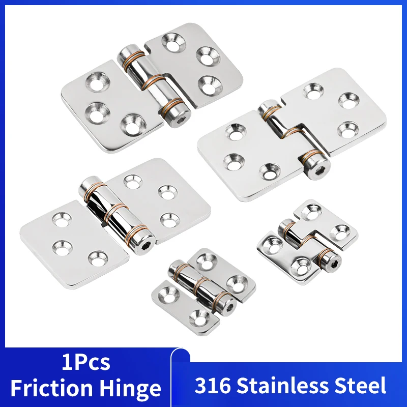 1pcs Folding Casting Friction Hinges 316 Stainless Steel Mirror Polished Hatch Hinge High Resistance Hover 25 Degrees
