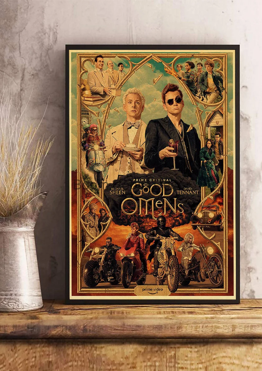 Hot Movie Good Omens Poster Nostalgia Cartoon Harajuku Kraft Paper Posters Decoration Chambre Aesthetic Cafe Bedroom Painting