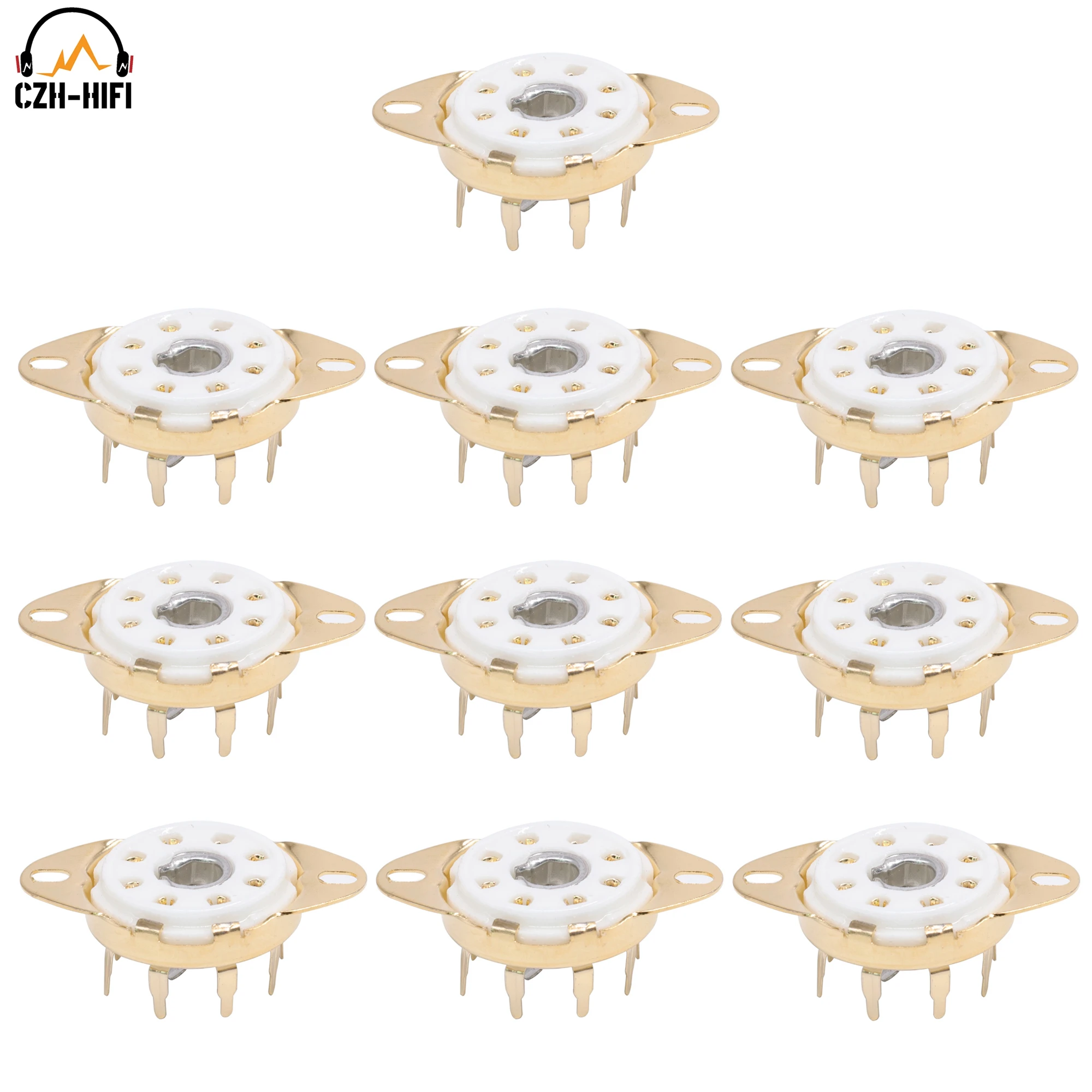 

10pcs 8pin Ceramic Tube Socket Valve Base Power Lamp Jack for 5B254 C3G 7N7 EF22 Vintage Audio Amplifier DIY Chassis PCB Mount