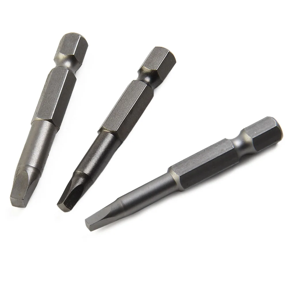 Square Head 3pcs Screwdriver Bits Set 50mm Magnetic Steel for Pneumatic and Electric Screwdrivers Hand Drill Repair Tools