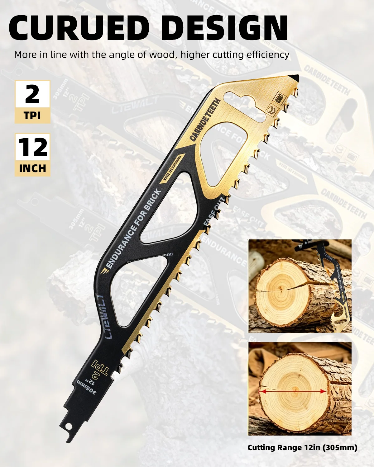 `305mm 12 Inch Reciprocating Saw Blade 2TPI Standard Shank for Brick Masonry Stone Demolition Cutting`