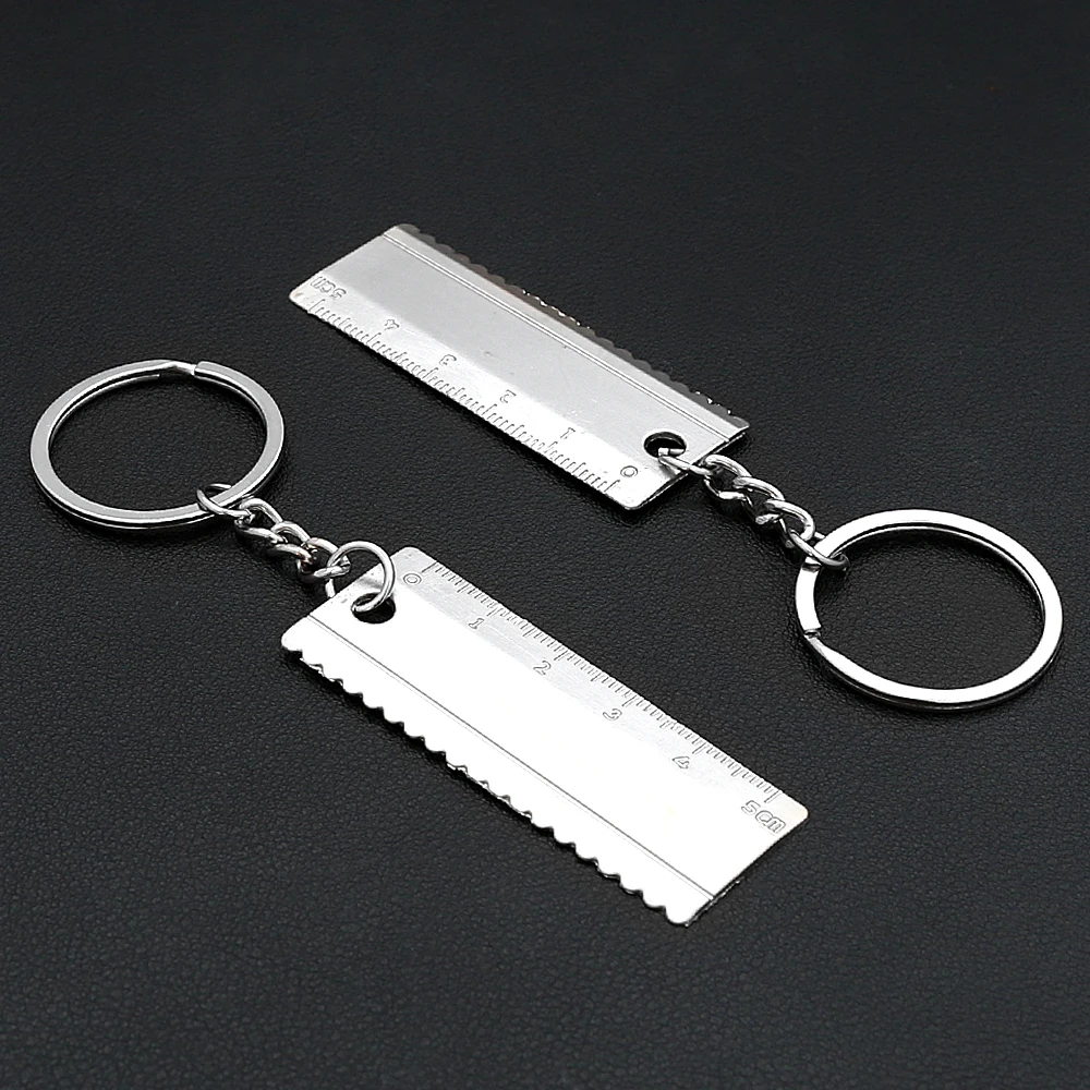 Multi Purpose Alloy Mini Ruler Keychain 1/2/5/10Pcs For Men Women Portable Measuring Charm Jewelry DIY Key Ring Making