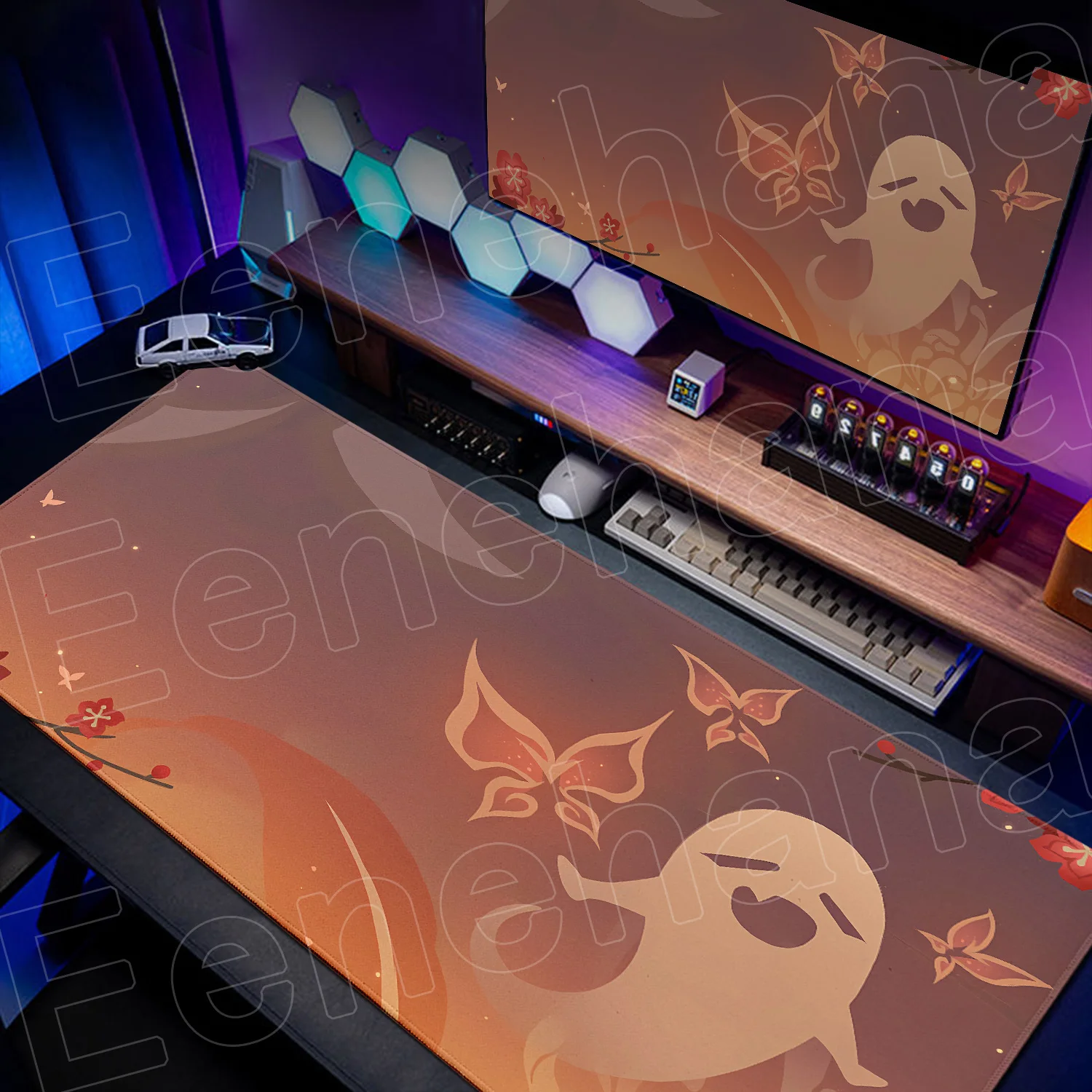 

Коврик для игровой мыши Genshin Impact Hu Tao 1200x600 мм XXXL, большой противоскользящий резиновый коврик с прошивкой по краям, коврик для клавиатуры для офиса