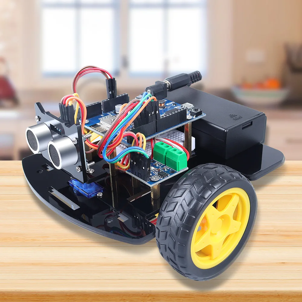 

Arduino Intelligent Car Robot Kit Tracking and Obstacle Avoidance Wireless Remote Control ESP8266 D1 WIFI Car