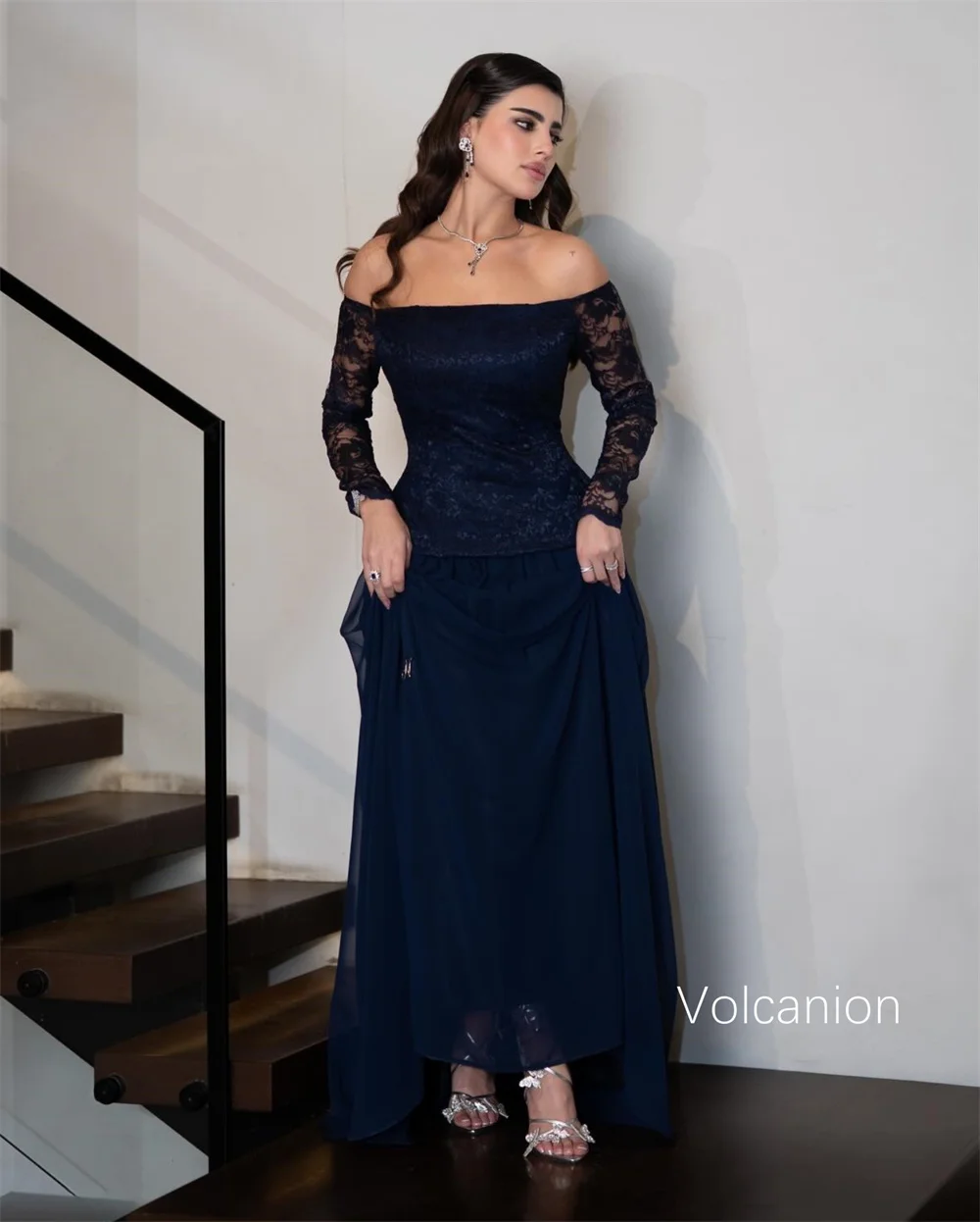 Sukienki szyfonowe unisex z plisami i koronką, o kroju litery A, z odkrytymi ramionami, długie, szyte na miarę, na specjalne okazje, w stylu gwiazd, klasyczne, w chińskim stylu.