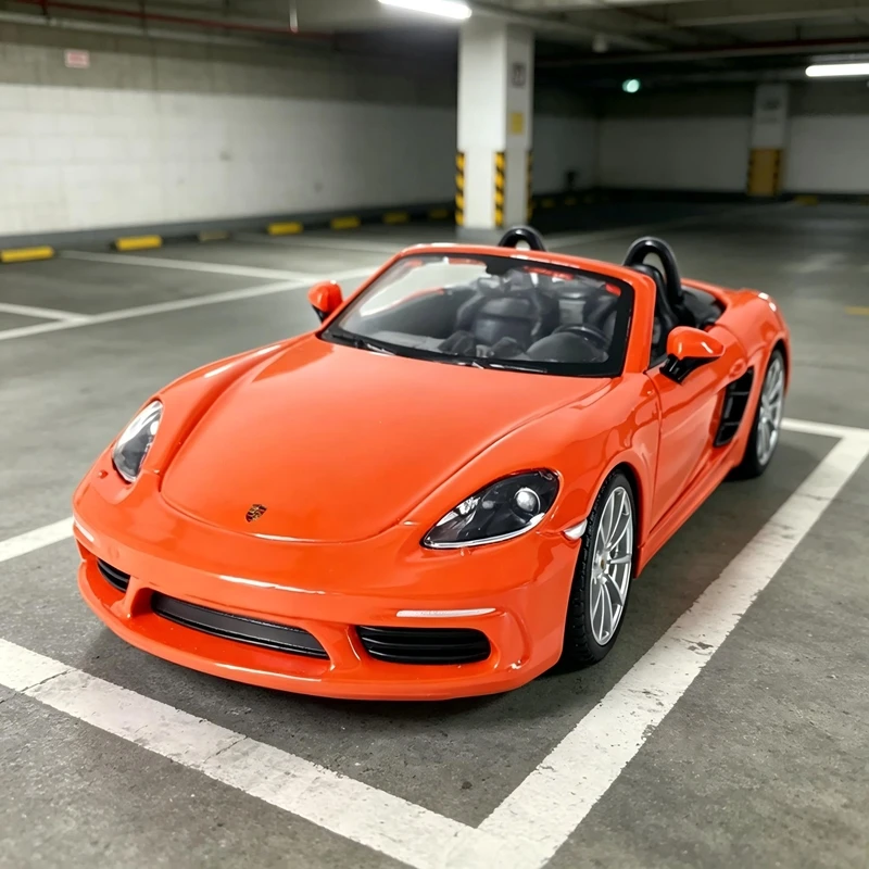 Bburago 1:24 simulation Porsche 718 alloy car model doors can be opened convertible supercar static ornament gift