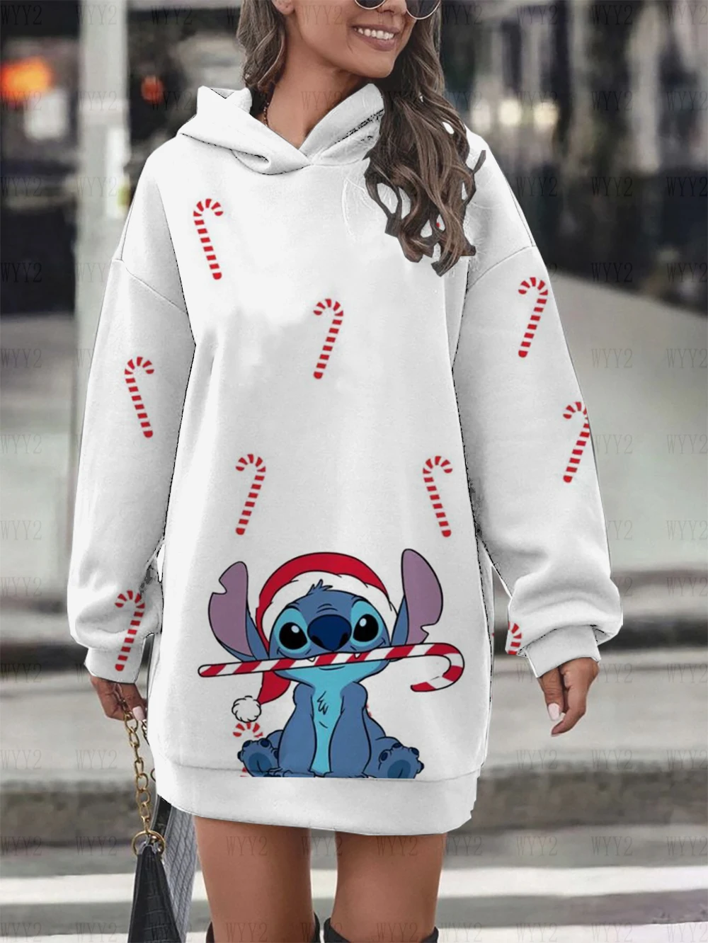 Women\'s Sweatshirt Sweatshirt Jacket Clothes Hoodie Women\'s Pocket Long Sleeve Pullover Disney Christmas Stitch Top