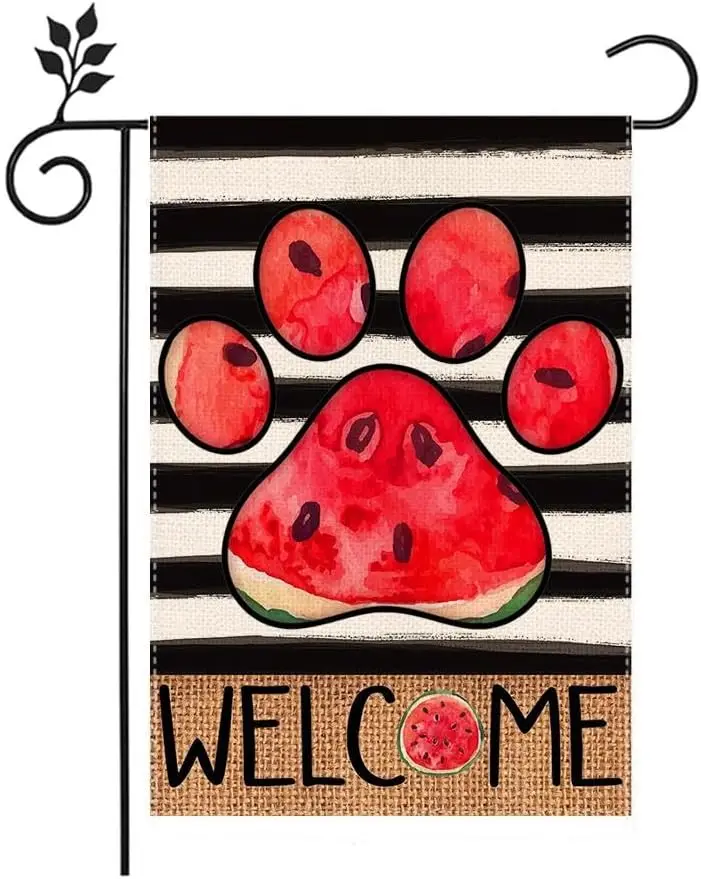 Watermelon Claw Print Summer Garden Flag 12x18 inches double-sided outdoor welcome seasonal courtyard outdoor flag, summer d yyi