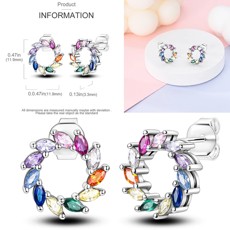 925 Sterling Silber Ohrstecker Kirsche Delfin Avocado Schmetterling Biene Blume Feder Bunter Schmuck Geschenk für Frauen Mädchen – Detail 18