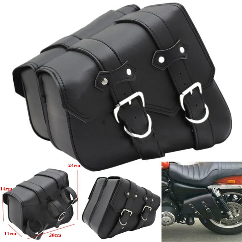 

Universal Motorcycle Saddlebags Side Tool Bag Luggage Saddle Bag Pouch Black PU Leather For Honda/Suzuki/Kawasaki/Yamaha