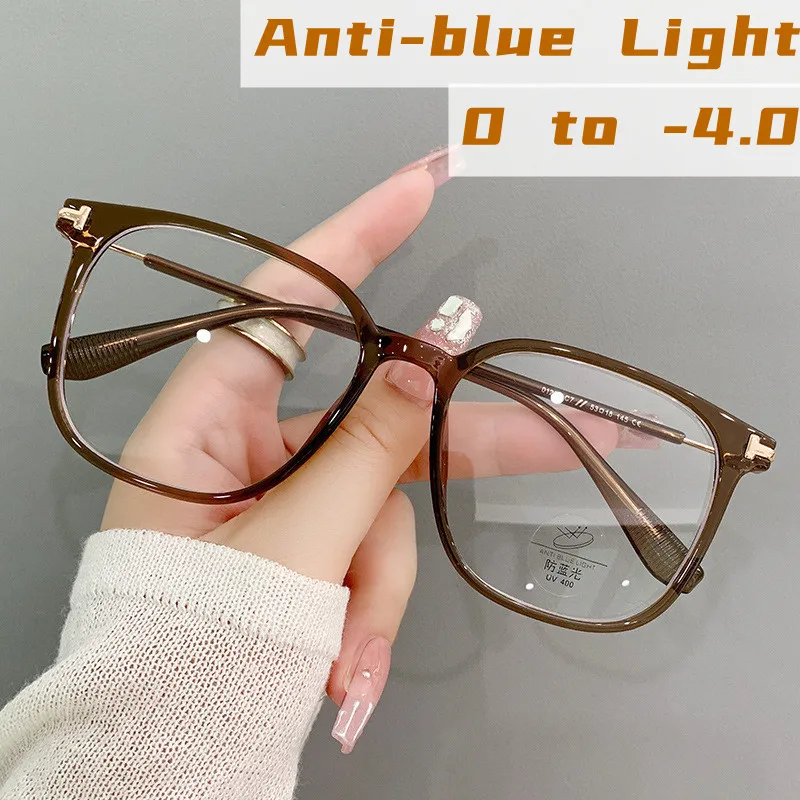 

Ladies Blue Light Blocking Myopia Glasses New Trend Oversized Women Eyeglasses Unisex Square Frame Large Near Sight Eyewear