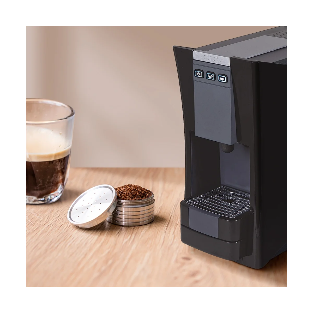 エスプレッソ用の再利用可能なコーヒーカプセル,ステンレス鋼のフィルターポッド,コーヒーマシン