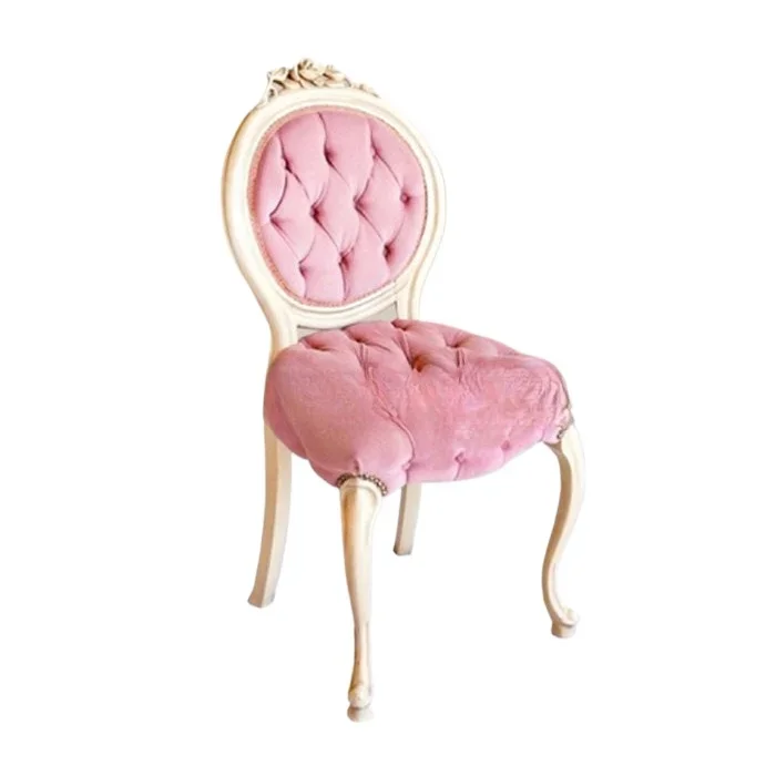 

American neoclassical solid wood dining chair furniture carved buckle dining bedroom makeup