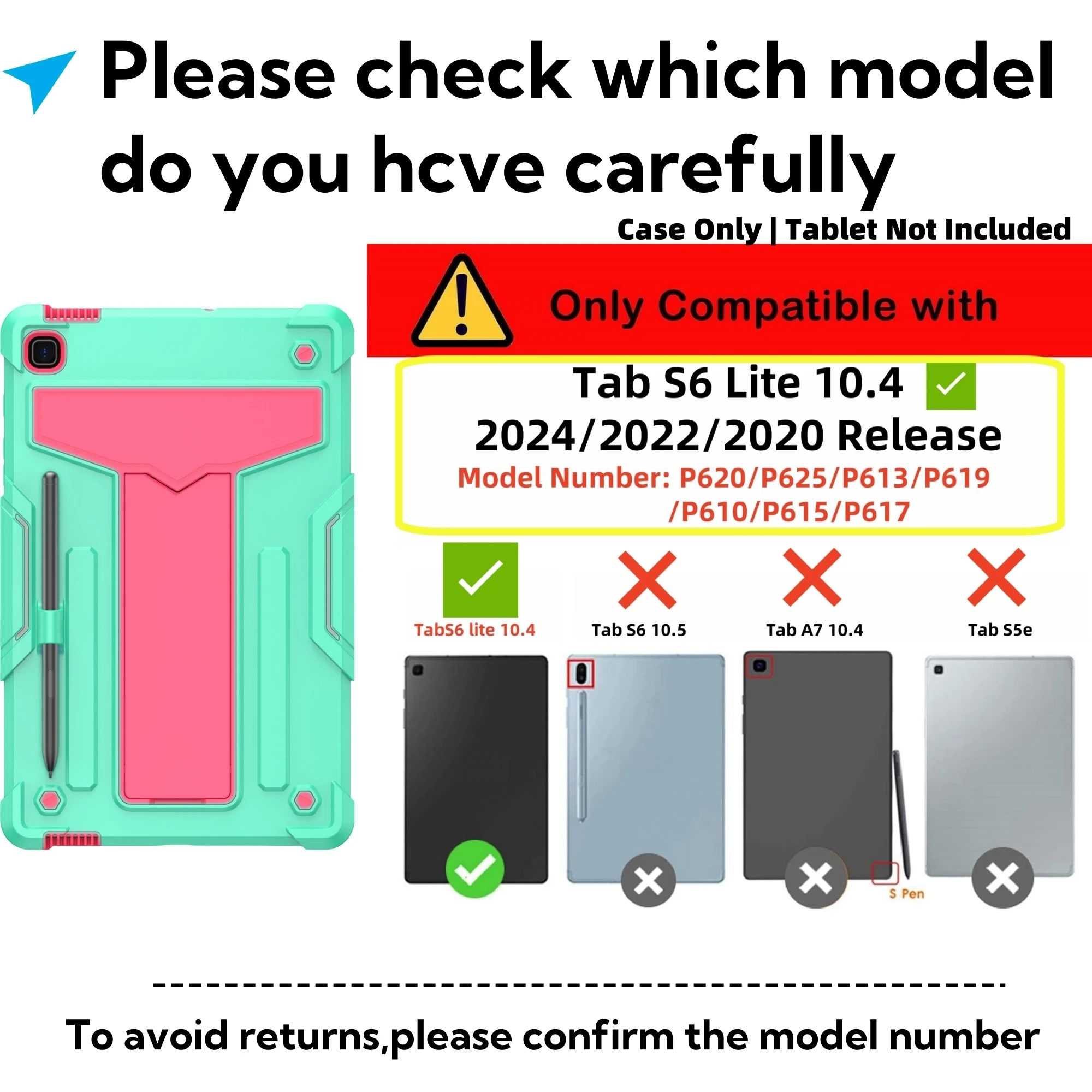 Case For Galaxy Tab S6 Lite 10.4'' 2024/2022/2020 (SM-P620/P610/P613/P615)Heavy Duty Shockproof Cover with kickstand/Pen Holder