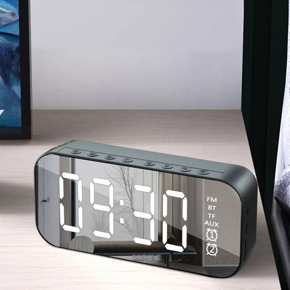

Digital Alarm Clock Large Display Mirror Electronic Clock ABS Material Stylish for Bedroom Home Office Wireless Charging