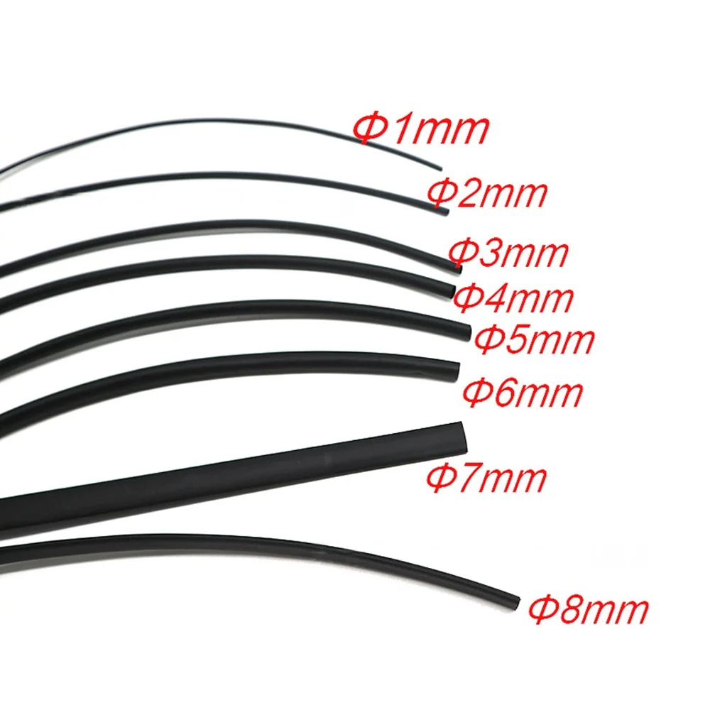 8M/set 6-Size Black Heat Shrink Tube Kit, Φ1/2/3/4/5/6/8mm 2:1 Shrink Ratio for Wire Insulation, Cable Repair, DIY Connectors