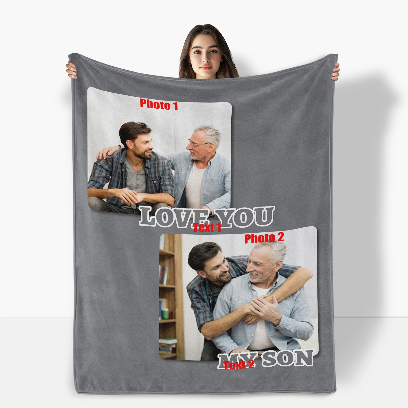 

Custom Son Photo Blanket With Personalized Text Creative Poster Design Unique Gift Heartfelt And Cherished Keepsake