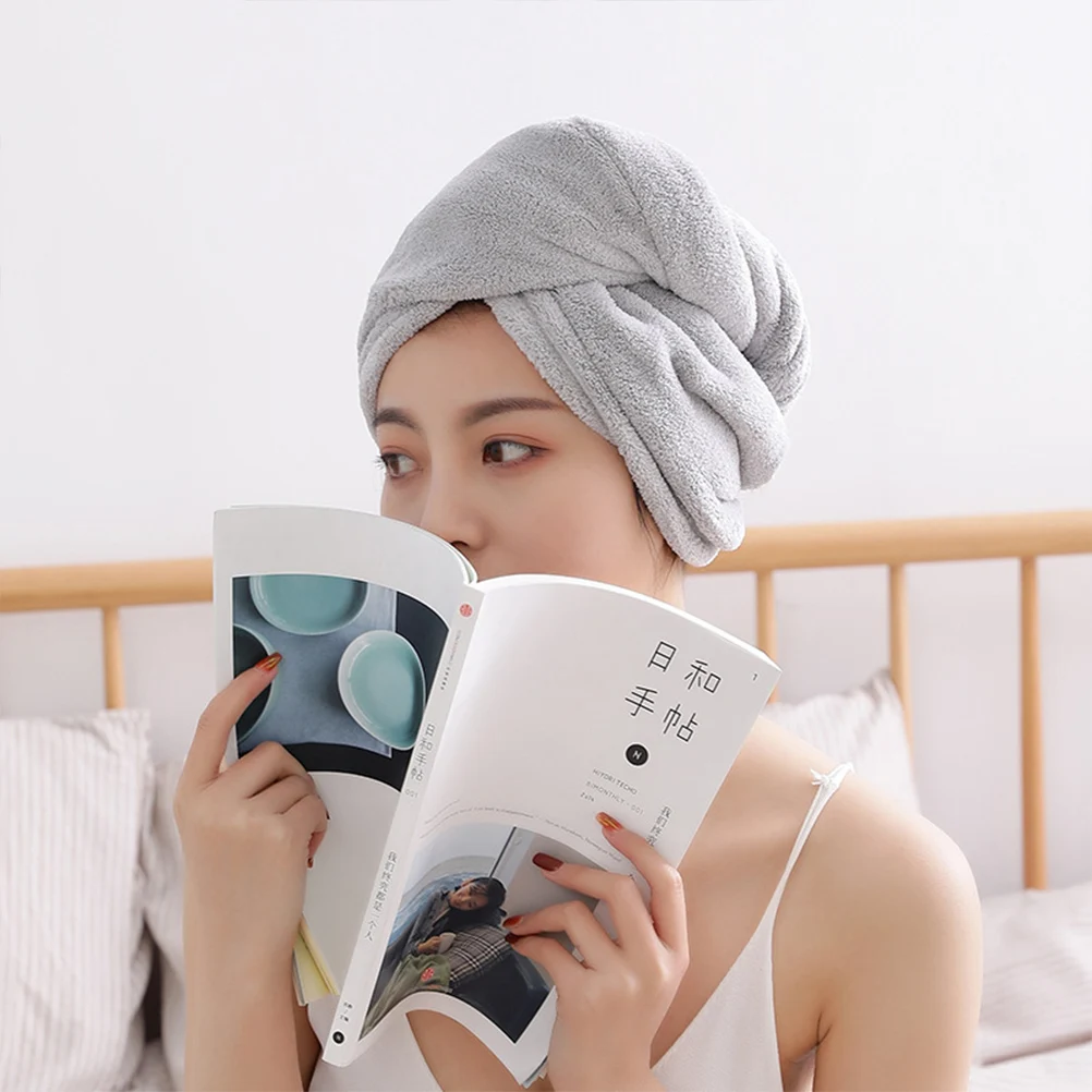 

2pcs Thickened Hair Drying Cap Fast Absorption Soft Fiber Quick Dry Bath Face Wash Gym Travel Comfortable Durable