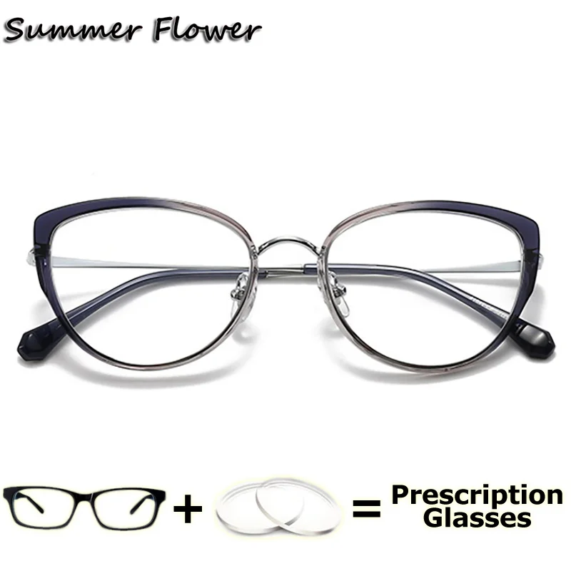 

Cat Eye Myopia Prescription Glasses High End Optics Spectacle Photochromic Multifocal Bifocal Lens TR 90 Titanium Glasses Women