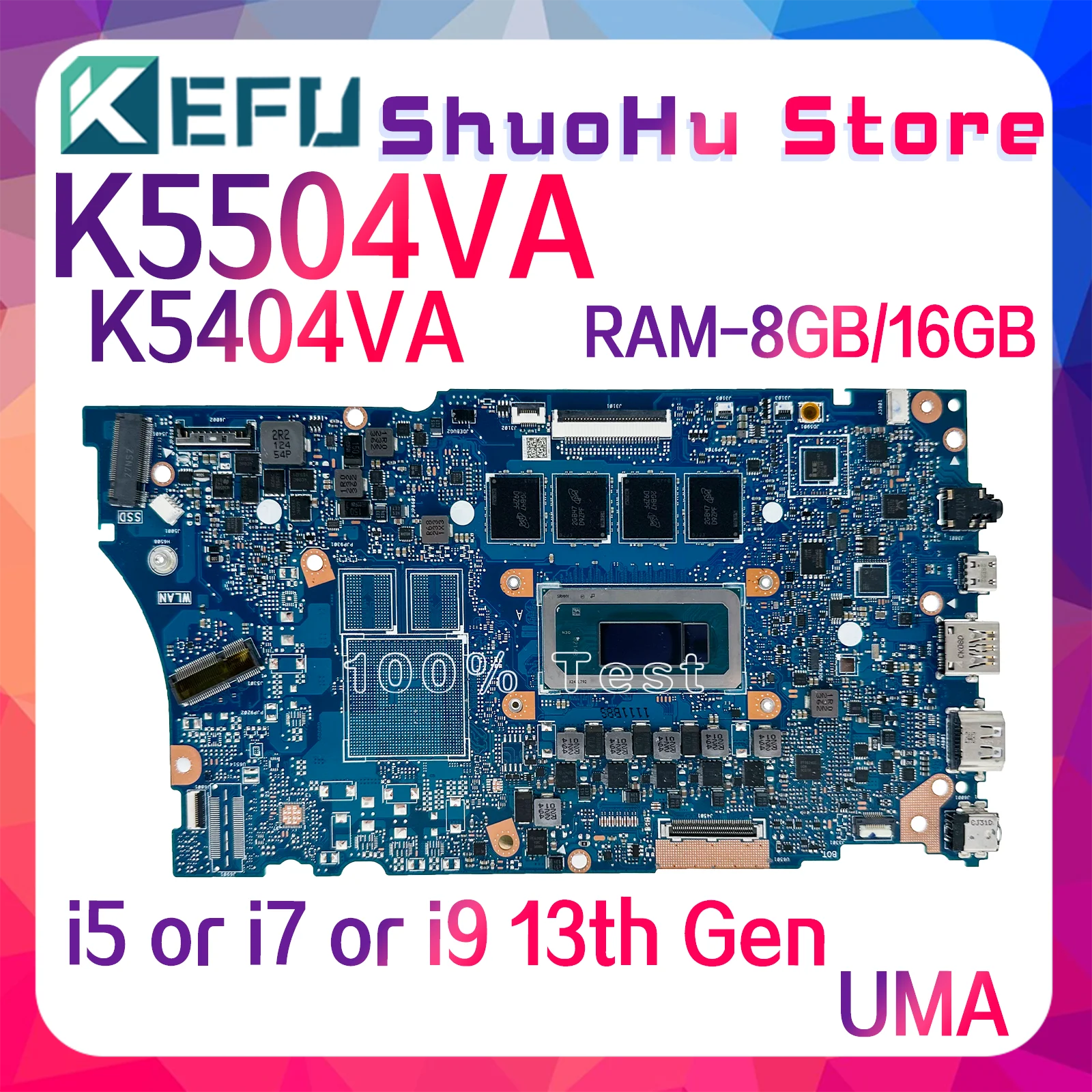 

KEFU K5504V Mainboard For ASUS K5504VA K5404VA K5504VN S5404VA S5504VA S5504VN V5504VA V5504VN Laptop Motherboard i5 i7 i9 13th