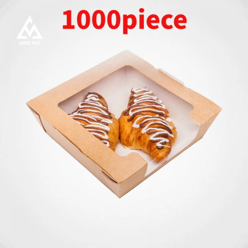 10 00piece.Custom.Recyclable Paper Boxes With Window French Fries Chicken Burger Salad Sandwich Food Grade Packing Boxes