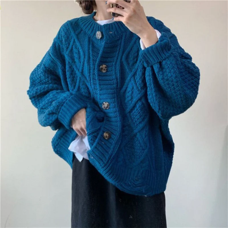 Cárdigan holgado de punto grueso para mujer, abrigo de estilo coreano, ropa exterior, otoño e invierno, novedad de 2023