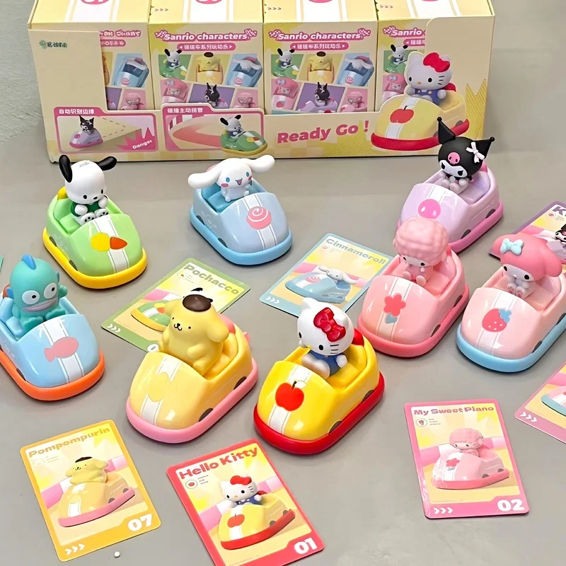 

Genuine Kuromi Cinnamoroll Blind Box Bumper Cars Series Kawaii Anime Peripherals Pochacco Melody Trendy Funny Toys Kid Girl Gift