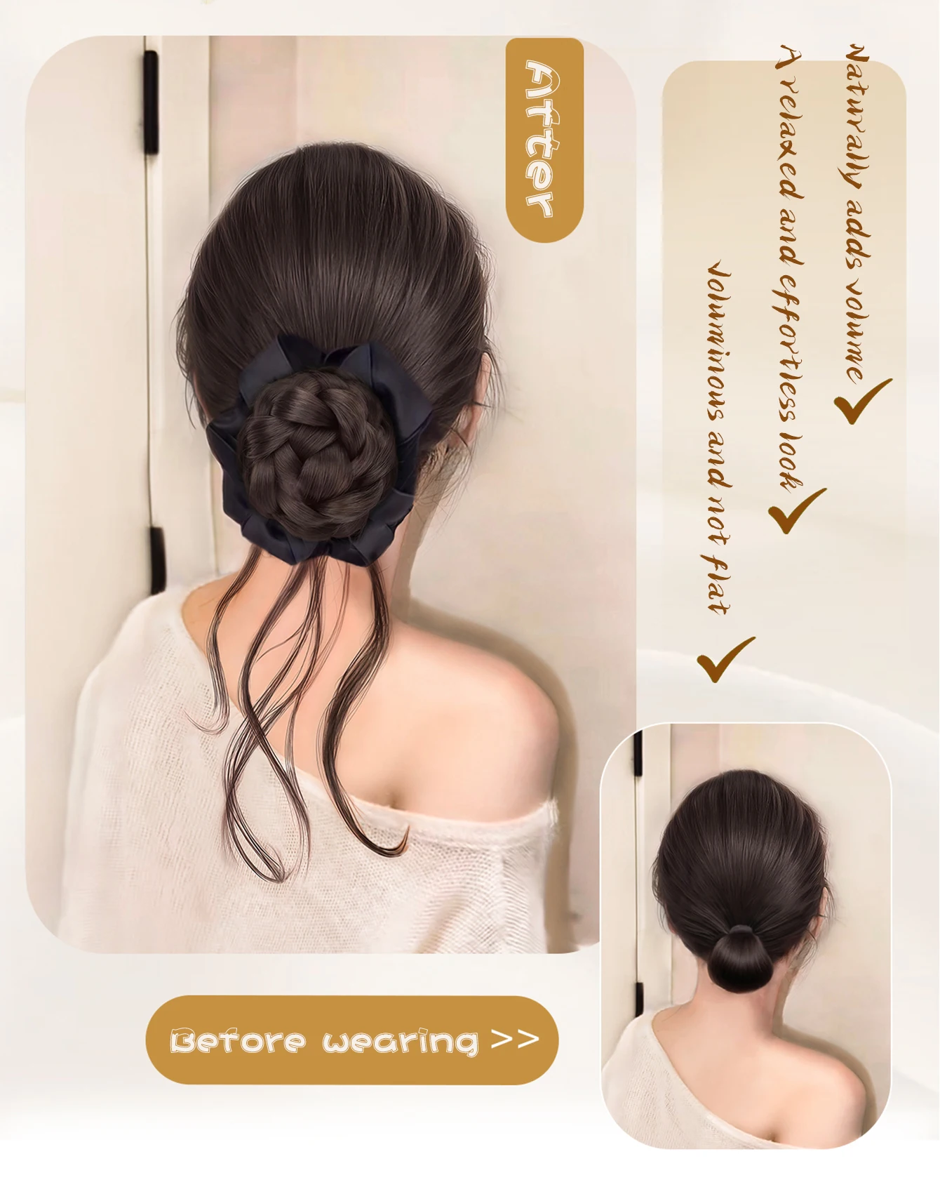 OLACARE Synthetic Bun Straight Chignon Messy Fluffy Hair Bun Claw Clip-in Hair Extensions For Women Fake Hair Scrunchy