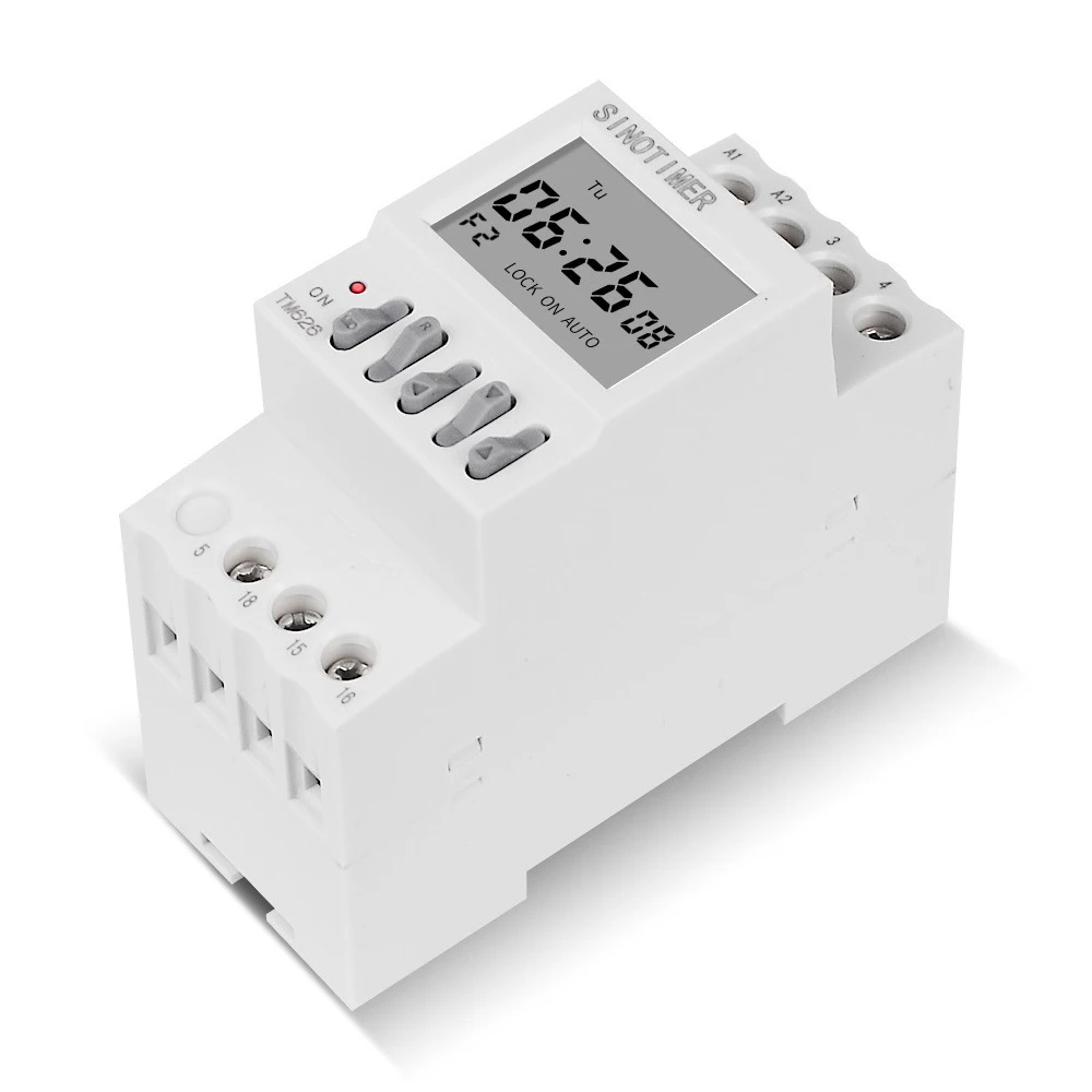 TM626 interruttore Timer a 2 canali 220V uscita a due gruppi controllo separato 7 giorni Timer programmabile settimanale installazione su guida Din