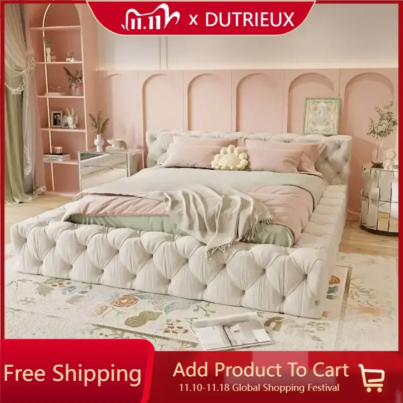 

Pretty Elegant Double Bed Platform Queen Nordic Lit Pliable Luxury Bedroom Bed Frame Sets Modern Cama 2 Plazas Home Furniture