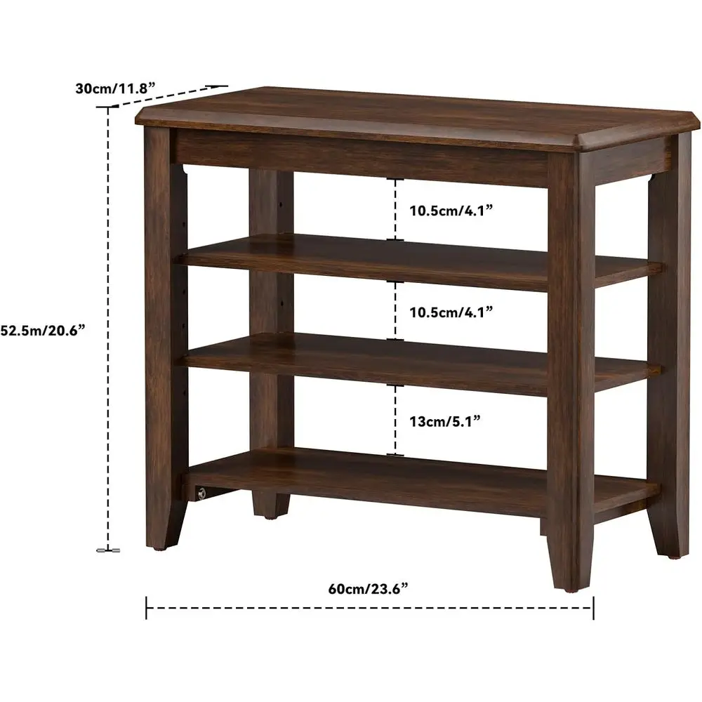Регулируемая трехъярусная полка для обуви в прихожей для прихожей, гостиной, грязевых комнат - отделка из орехового дерева