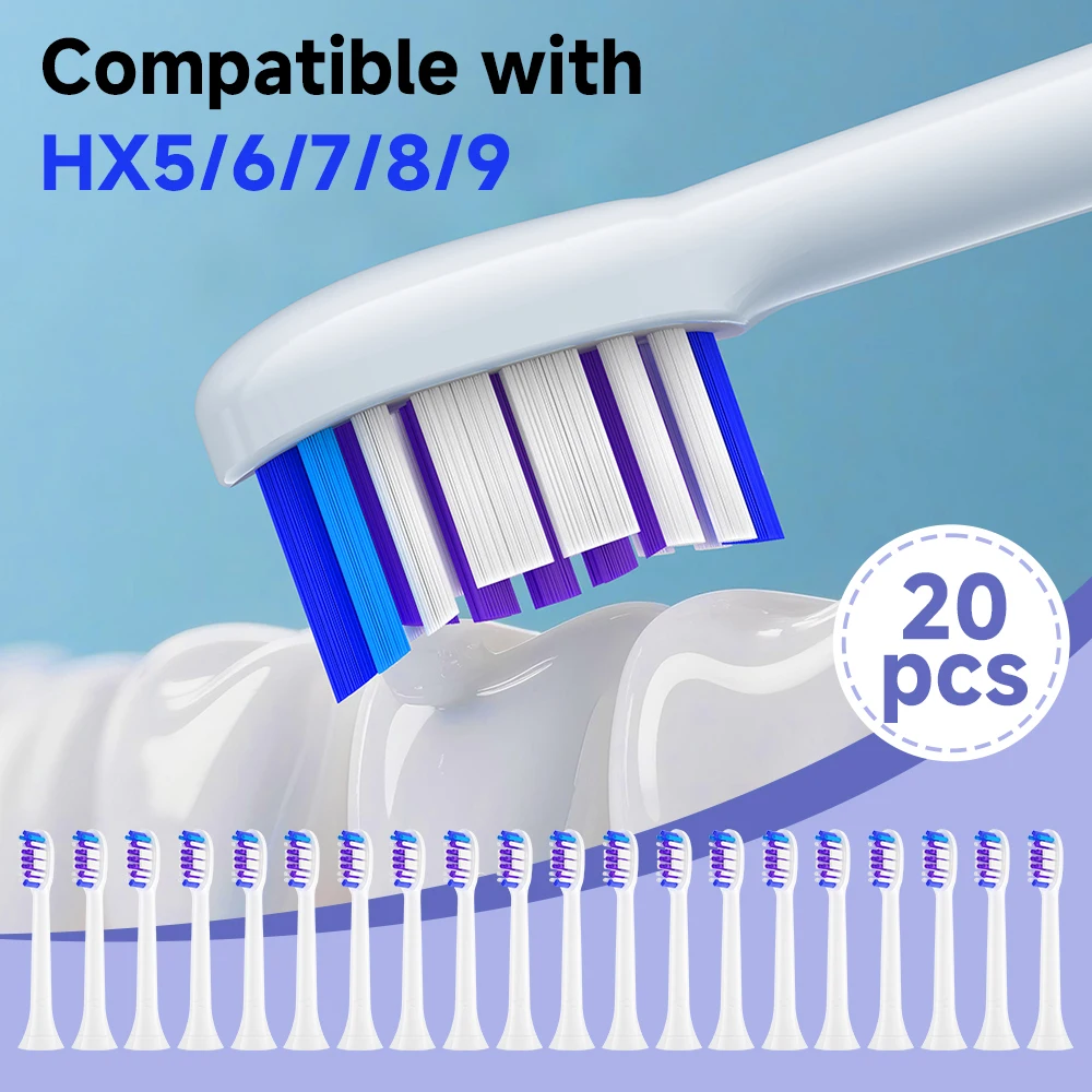 

Сменные насадки для зубных щеток (4/8/12/20 шт.) совместимые с электрическими зубными щетками Philips Sonicare, сменные элементы для электрических зубных щеток