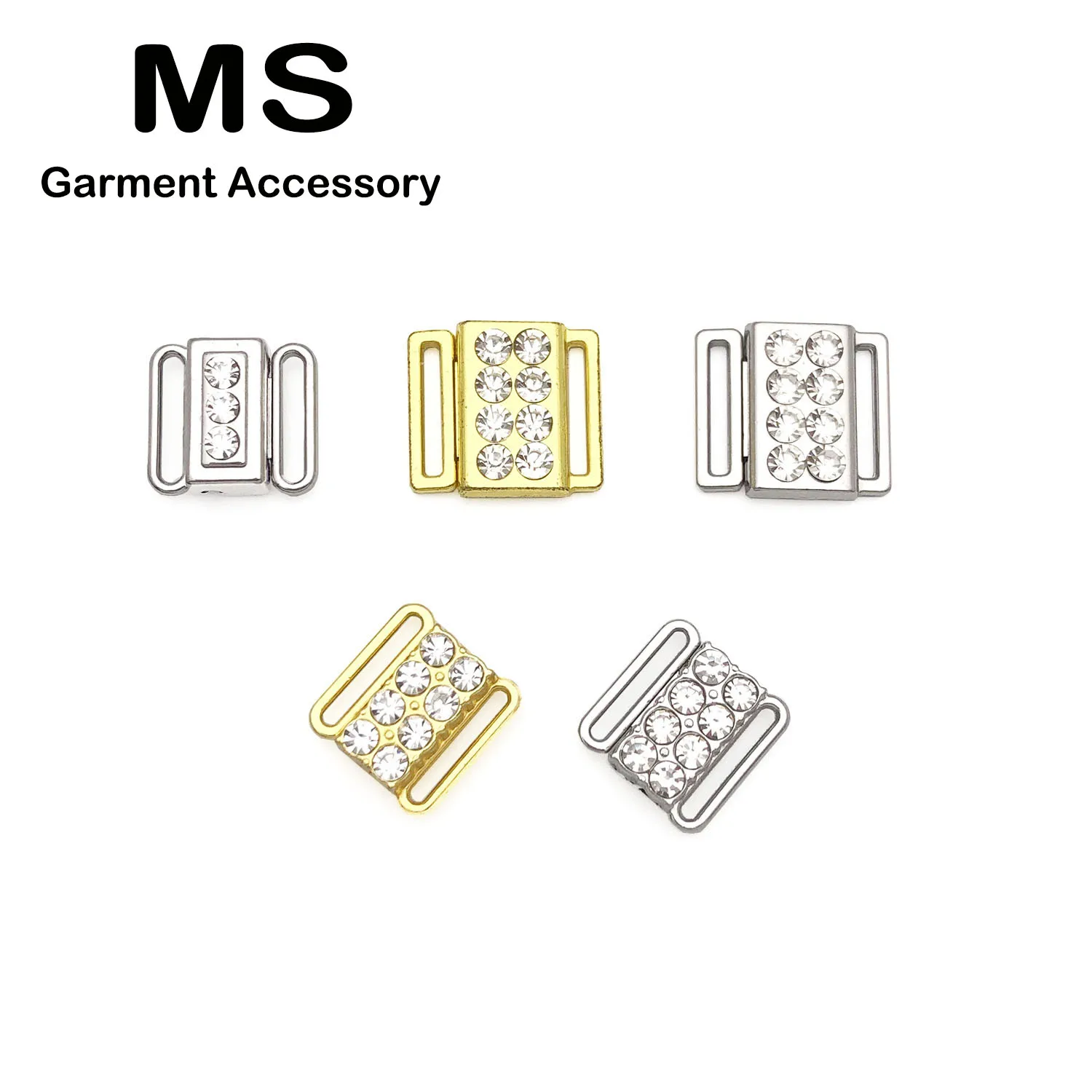 Bikini Connectors Rhinestone Buckles Front Hook Bra Closure Clips Nickel-free Quick-release Lingerie Fasteners Swimsuit Hardware