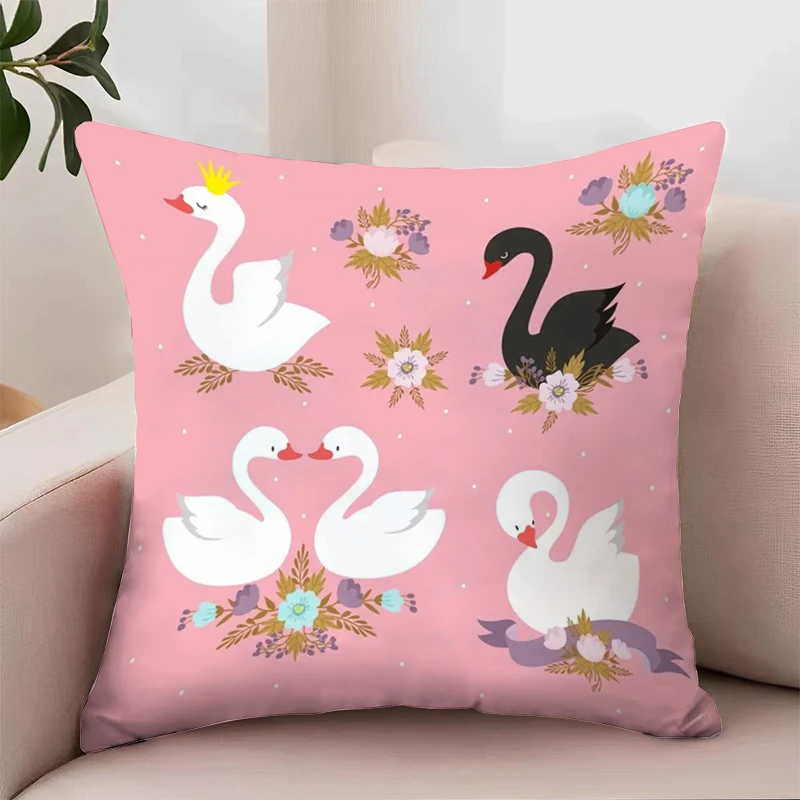 

Swans Pillow Cases 45x45 Cushion Cover for Living Room Cushions Decorative Pillowcase 40x40 Covers for Bed Pillows Home Decor